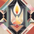 Geometric Abstract Design of a Stylized Candle Flame and Wings pattern Royalty Free Stock Photo