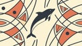 Geometric Abstract Dolphin Pattern, vector design Generative AI Royalty Free Stock Photo