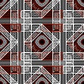 Geometric abstract greek vector seamless pattern. Modern black white red striped plaid background. Repeat tartan Royalty Free Stock Photo