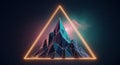 Geometric, abstract mountain composed of interconnected polygons sits Royalty Free Stock Photo