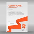 Geometric abstract orange and grey certificate design Royalty Free Stock Photo