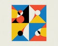 Geometric Abstract Pattern with Primary Colors Red Blue Yellow Black and White Circles and Triangles Keywords: abstract, geometric Royalty Free Stock Photo