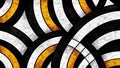 Geometric Abstract Pattern with Curved Arcs in Black, White, and Gold Royalty Free Stock Photo