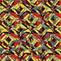 Geometric abstract pattern featuring angular, interlocking shapes in vibrant yellow, Royalty Free Stock Photo