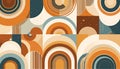 Earth tone abstract geometric rainbow shapes semicircle Royalty Free Stock Photo