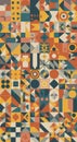 A geometric abstract pattern featuring an array of shapes such as circles, triangles, Royalty Free Stock Photo
