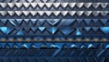 Geometric abstract pattern featuring rows of three-dimensional, metallic triangles. Royalty Free Stock Photo