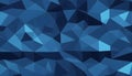 Geometric abstract pattern featuring a symmetrical design composed entirely of polygonal shapes in varying shades of blue Royalty Free Stock Photo