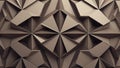 Geometric abstract pattern of interlocking beige triangular facets creating a complex three-dimensional relief sculpture Royalty Free Stock Photo
