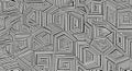 Geometric abstract pattern of interlocking hexagons and spirals in black and white Royalty Free Stock Photo