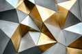 Geometric Abstract Pattern with Metallic Gold and Silver Triangles Royalty Free Stock Photo