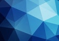 Geometric abstract pattern with overlapping triangles in various shades of blue. The design Royalty Free Stock Photo