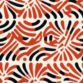 Abstract Red And Black Pattern Art Nouveau-inspired Illustration