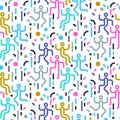 Geometric abstract seamless pattern. People dancing party