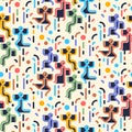 Geometric abstract seamless pattern. People dancing party