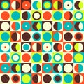 Geometric abstract seamless pattern. Retro 60s style and colors