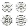 Geometric abstract shapes. Black white symmetry. Rotational pattern. Vector illustration. Royalty Free Stock Photo
