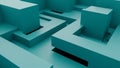 Geometric abstract teal labyrinth structure with sharp edges and deep shadows Royalty Free Stock Photo