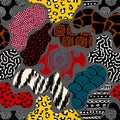 Geometric abstract tribal pattern. Afro patchwork style. Seamless vector image. Royalty Free Stock Photo