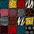 Geometric abstract tribal pattern. Afro patchwork style. Seamless vector image. Royalty Free Stock Photo