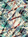 geometric abstract watercolor pattern with rhombuses and royal Strelitzia on beige tones