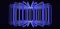 Geometric abstraction. A spatial figure formed by turning a blue rectangular frame around its axis in a dark space. 3d render