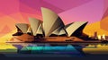 Illustration of Sydney Opera House in Australia, Generative AI