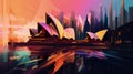 Illustration of Sydney Opera House in Australia, Generative AI