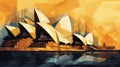 Illustration of Sydney Opera House in Australia, Generative AI