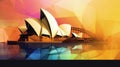 Illustration of Sydney Opera House in Australia, Generative AI