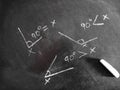 geometric angle presentation around ninety degree in chalkboard Royalty Free Stock Photo