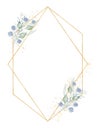 Geometric angular frame with floral elements hand drawn raster illustration