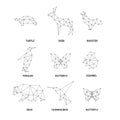 Geometric animals silhouettes. Set of polygons Royalty Free Stock Photo