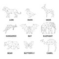Geometric animals silhouettes. Set of polygons Royalty Free Stock Photo