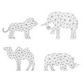 Geometric animals silhouettes. Set of polygons Royalty Free Stock Photo