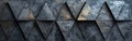 Geometric Anthracite Mosaic Tile Texture with Fluted Triangles - Dark Abstract Background Banner