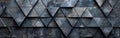 Geometric Anthracite Mosaic Tile Texture with Fluted Triangles - Dark Abstract Background Banner