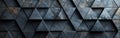 Geometric Anthracite Mosaic Tile Texture with Fluted Triangles - Dark Abstract Background Banner