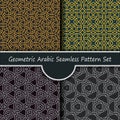 Geometric arabic overlap stained seamless pattern set Royalty Free Stock Photo