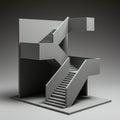 Geometric architectural model featuring an intricate set of interlocking staircases. Royalty Free Stock Photo