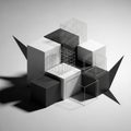 Features a cluster of black and white solid cuboids interspersed Royalty Free Stock Photo
