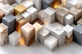 Geometric Arrangement of Stone and Marble Cubes with Natural Texture Generative AI Royalty Free Stock Photo