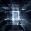 Abstract geometric composition of transparent rectangular tunnel with light effect Royalty Free Stock Photo