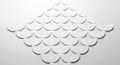 A geometric arrangement of white, petal-shaped elements on a light gray background. The elements Royalty Free Stock Photo