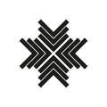 Geometric arrow pattern. Symmetrical abstract design. Black vector icon. Modern art element.