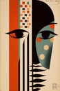 illustration eye abstract design art circle vintage poster retro red. Generative AI.