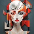 Geometric Art: Cubist Pixie In 3d Style With Abstract Shapes