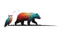 Geometric art features a bear and Royalty Free Stock Photo