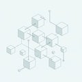 Art featuring interconnected 3D cubes arranged in a grid-like Royalty Free Stock Photo