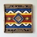 Geometric art piece featuring layered wooden elements in a square frame. Royalty Free Stock Photo